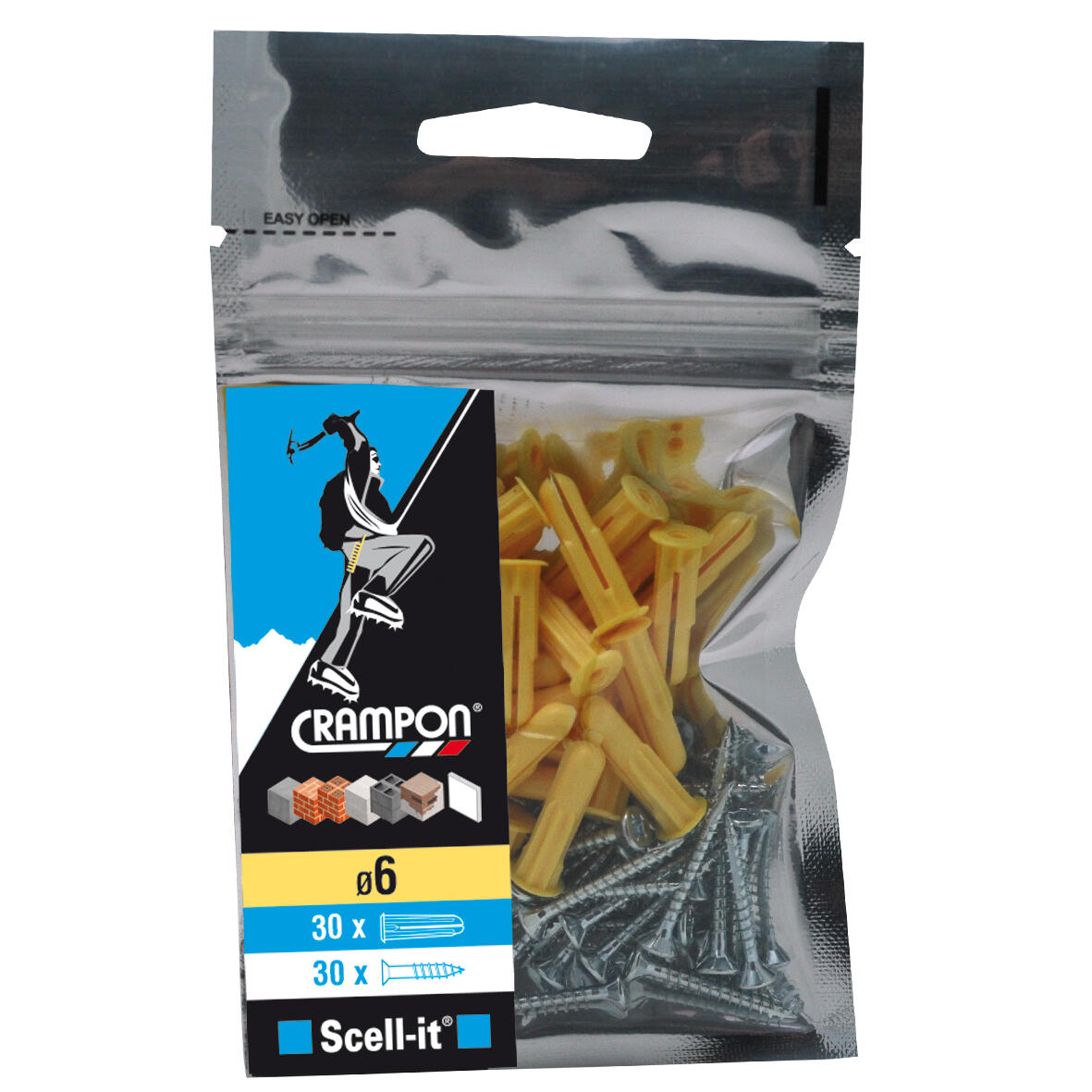 Chevilles crampon 6 x 25 + vis sachet 30 pcs — free download