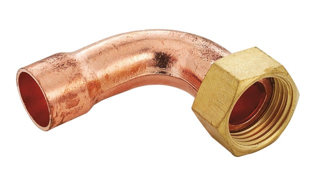 Raccord coude femelle écrou libre cuivre F.15X21(1/2'') Diam.16 mm - (lot de 2)
