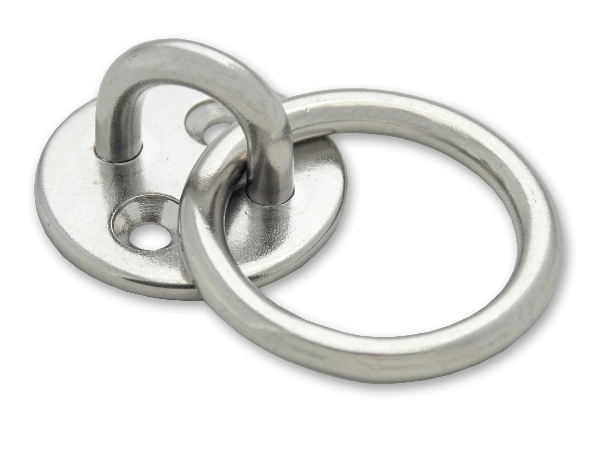 Platine ronde anneau inox Diam.5 mm Diam. de la anse 30 mm 2 pièces Platine ronde anneau inox Diam.5 mm Diam. de la anse 30 mm 2 pièces
