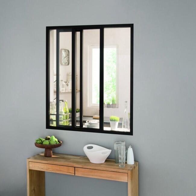 Verrière atelier aluminium coulissante, 3 vitrages inclus H.108 x l.93,20 cm noir sablé - 10