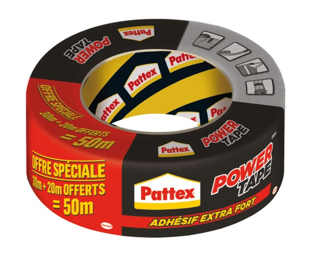 Adhésif réparation gris Long.50 m Power Tape - PATTEX