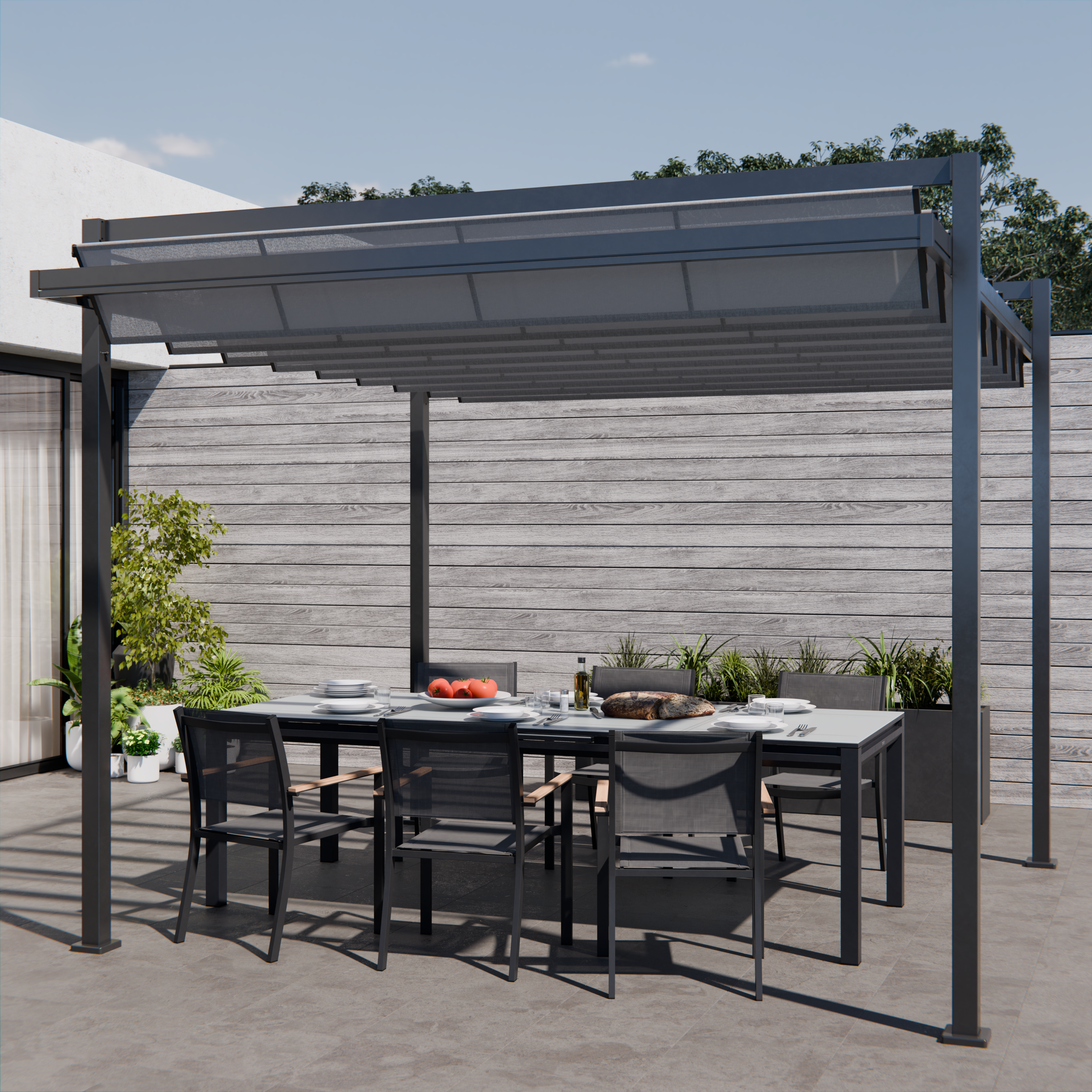 Conjunto de jardín odyssea/oris extensible de aluminio antracita para 6 personas