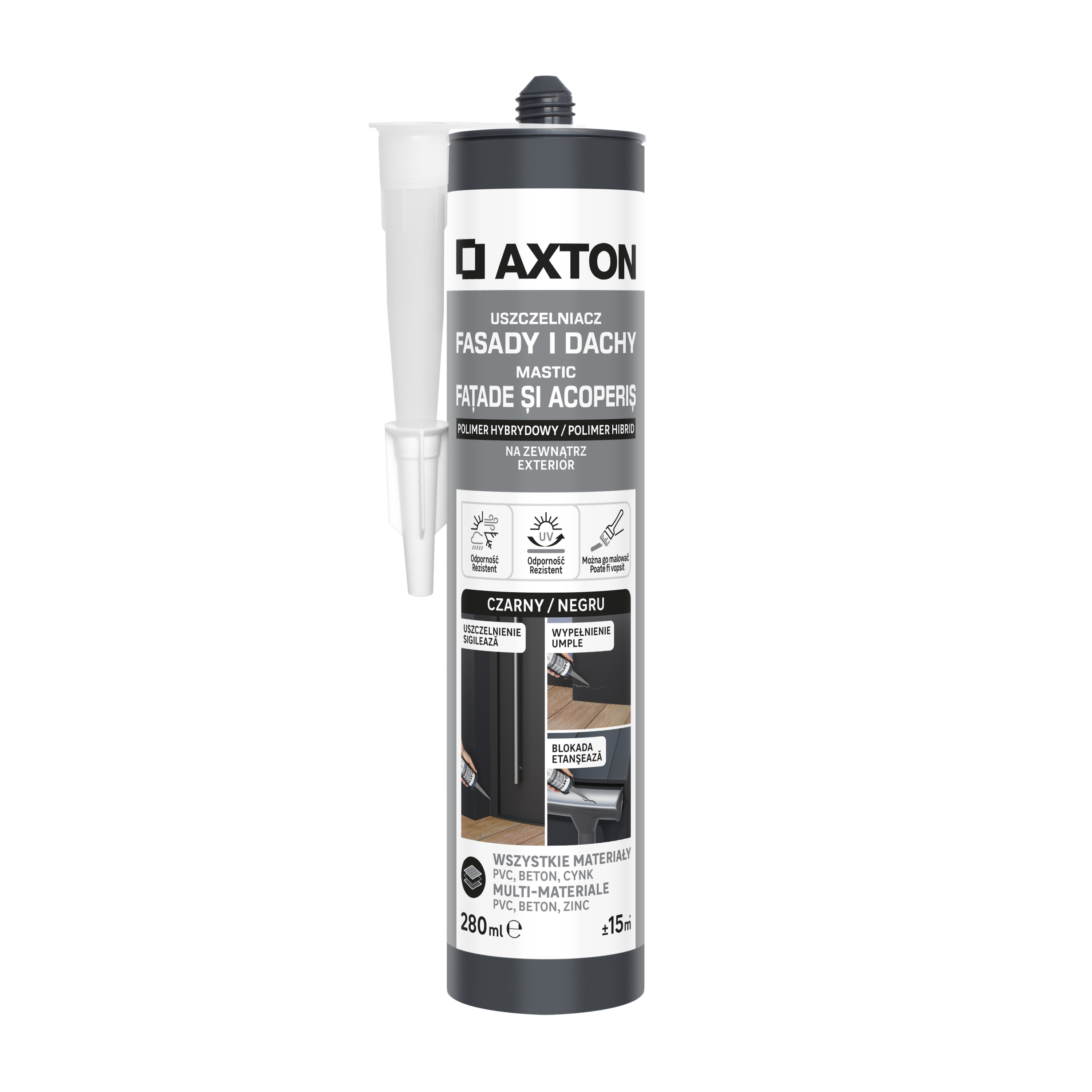 Uszczelniacz do fasad i dachów czarny 280 ml Axton - 7