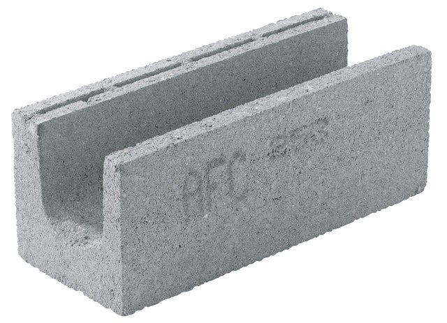 Parpaing chaînage horizontal béton NF l.15 x L.50 x H.20 cm 