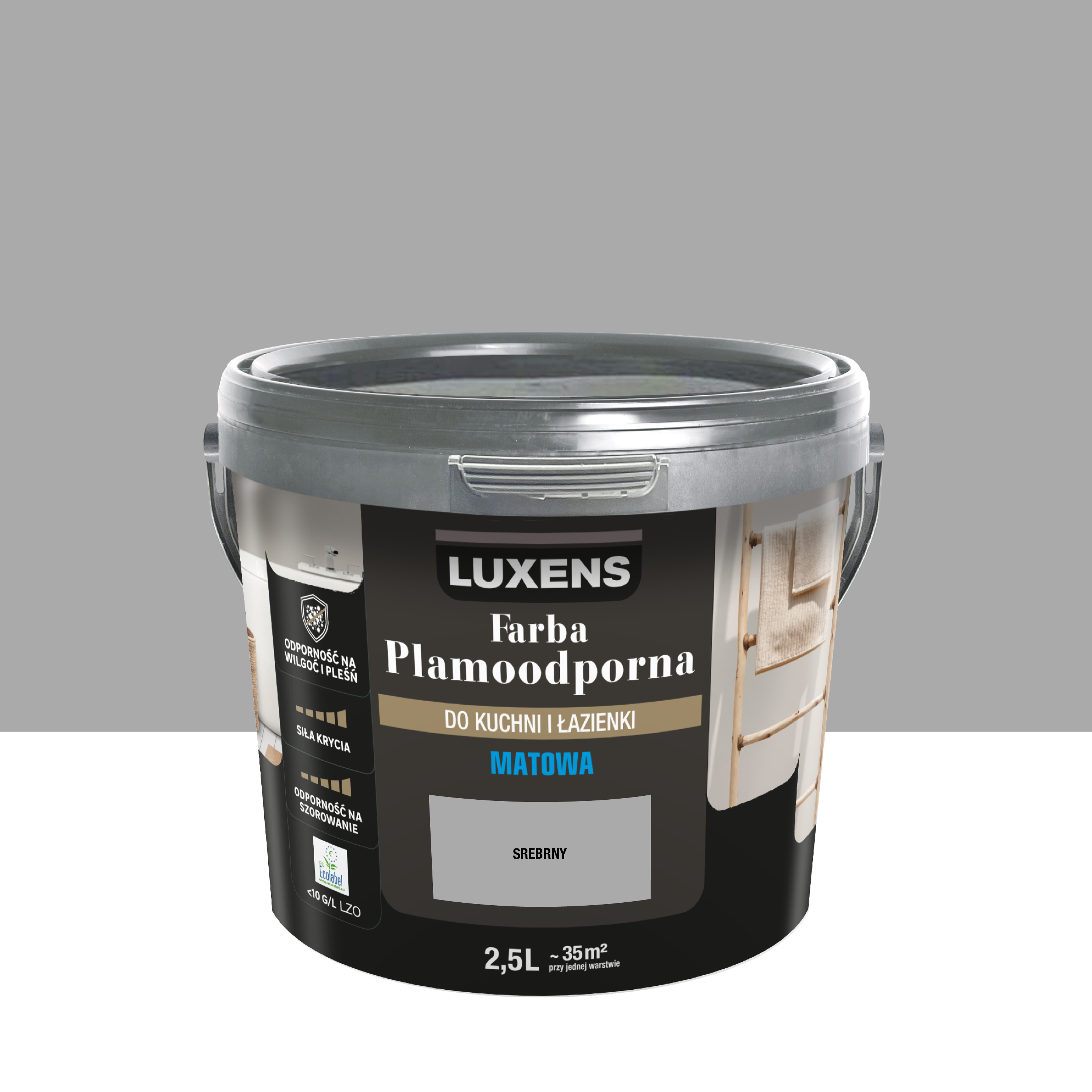 Farba Luxens Plamoodporna do kuchni i łazienki Silver Pearl 2.5 l