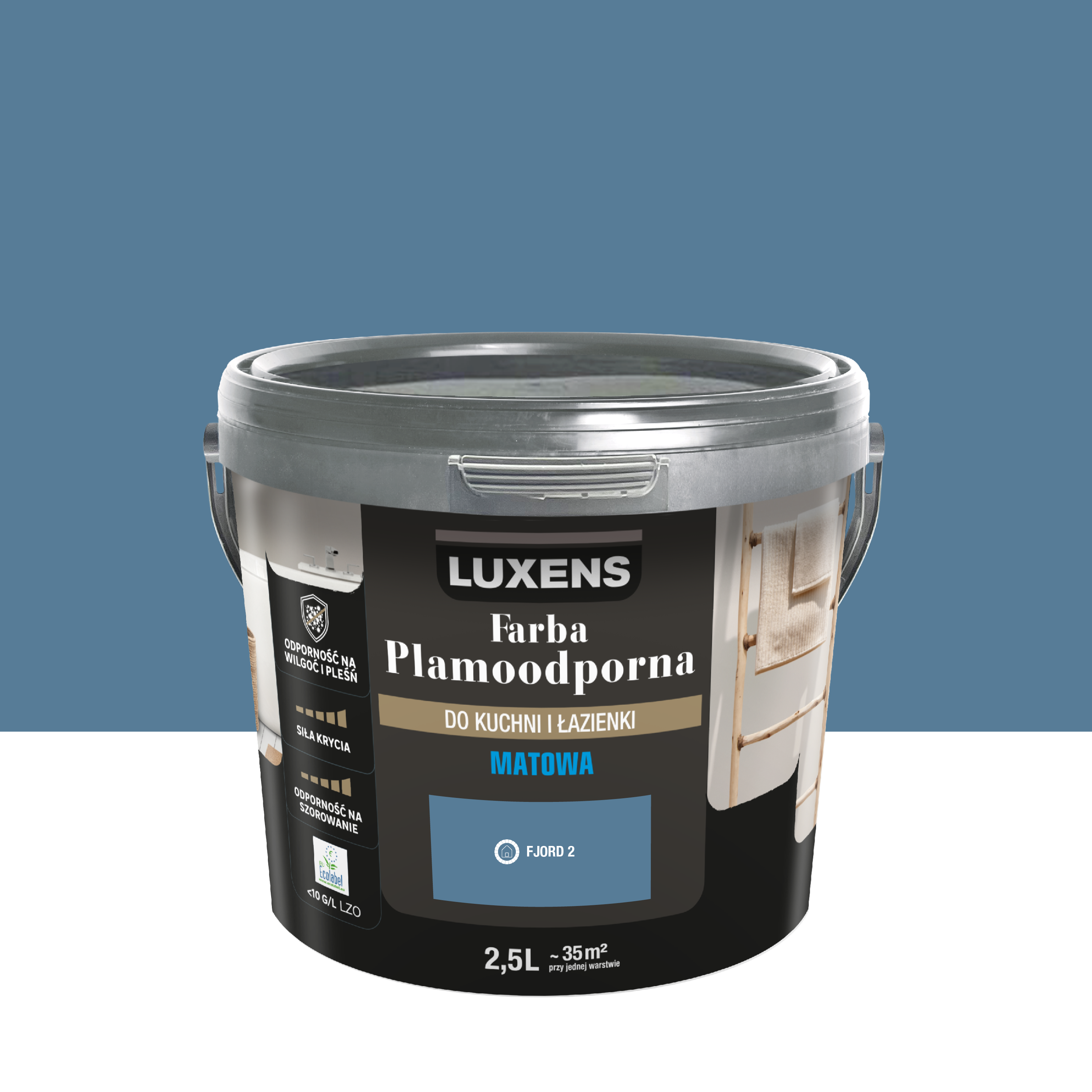 Farba Luxens Plamoodporna do kuchni i łazienki Fjord 2 2.5 l