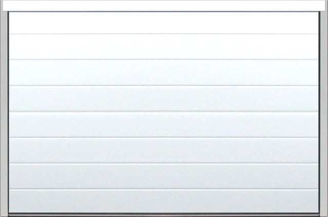 Porte de garage sectionnelle prémontée Motorisée rainures horizontales H.200 x l.300 Blanc 