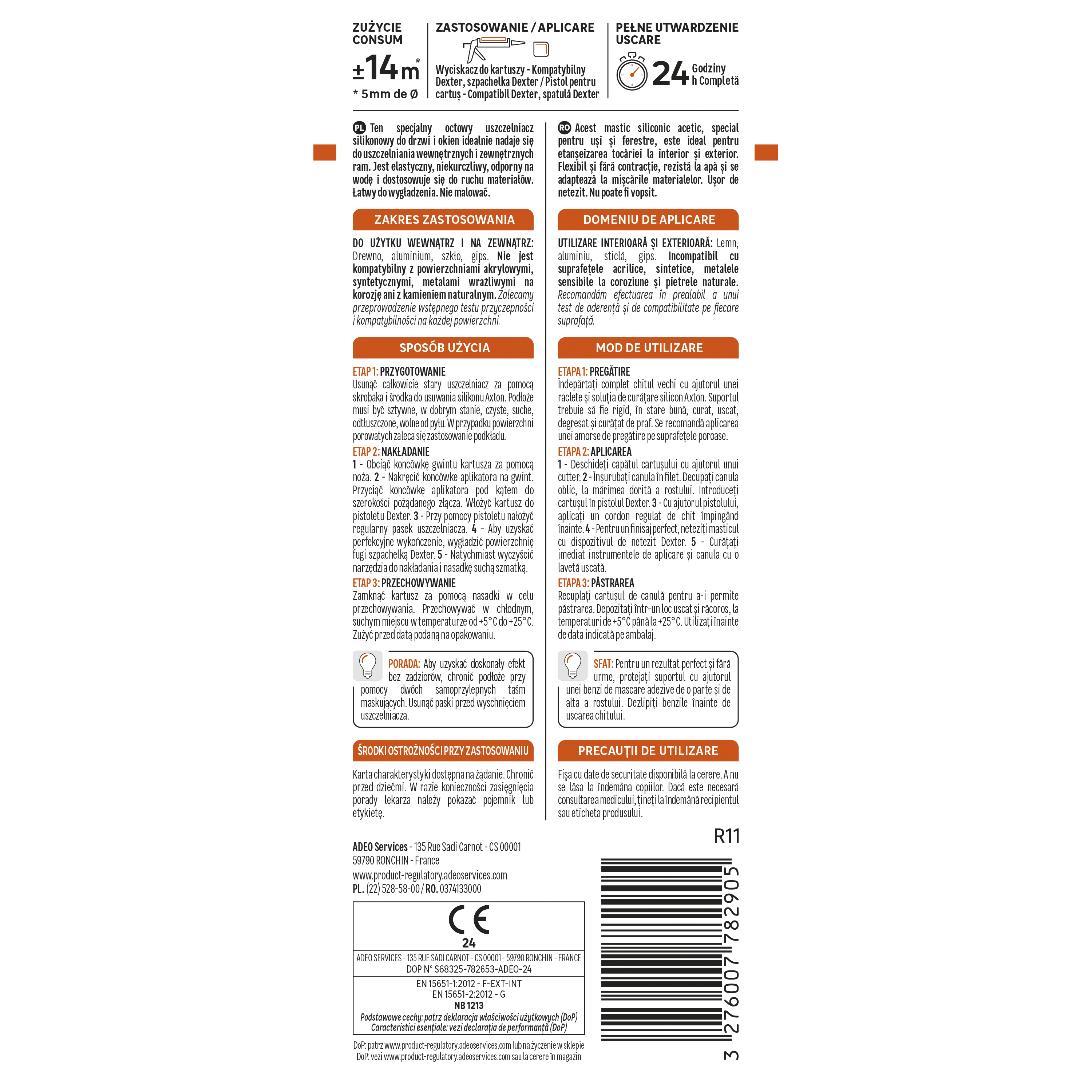 Silikon Drzwi i Okna bezbarwny 280 ml Axton - 2