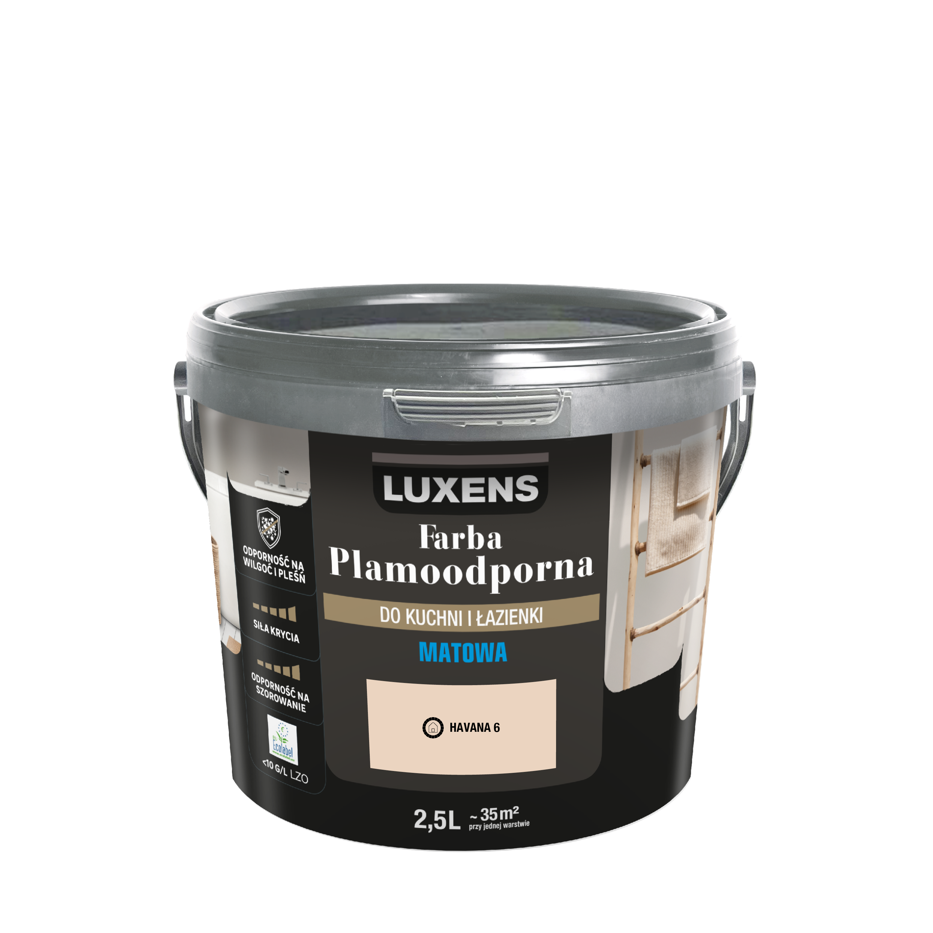 Farba Luxens Plamoodporna do kuchni i łazienki Havana 6 2.5 l - 6