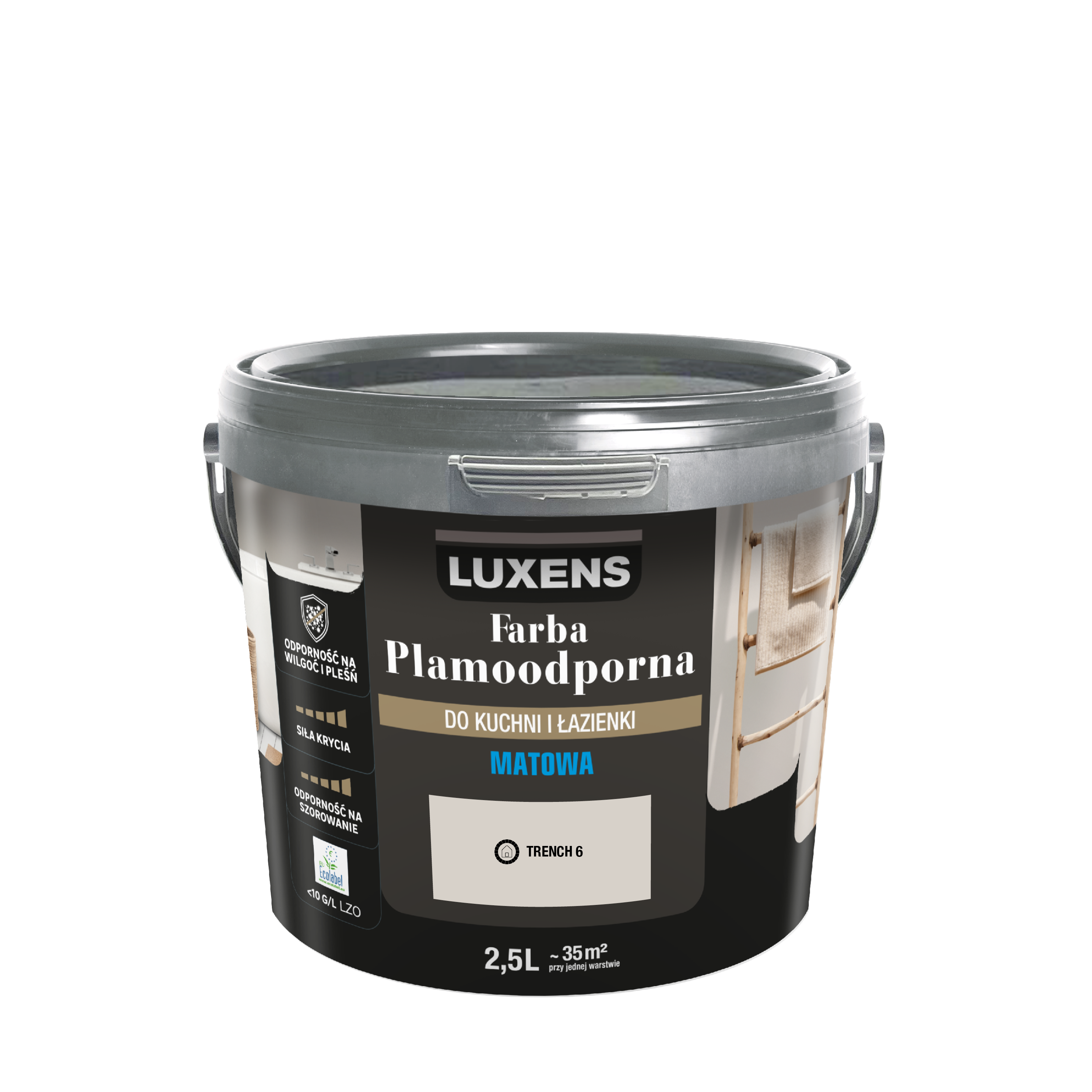 Farba Luxens Plamoodporna do kuchni i łazienki Trench 6 2.5 l - 7