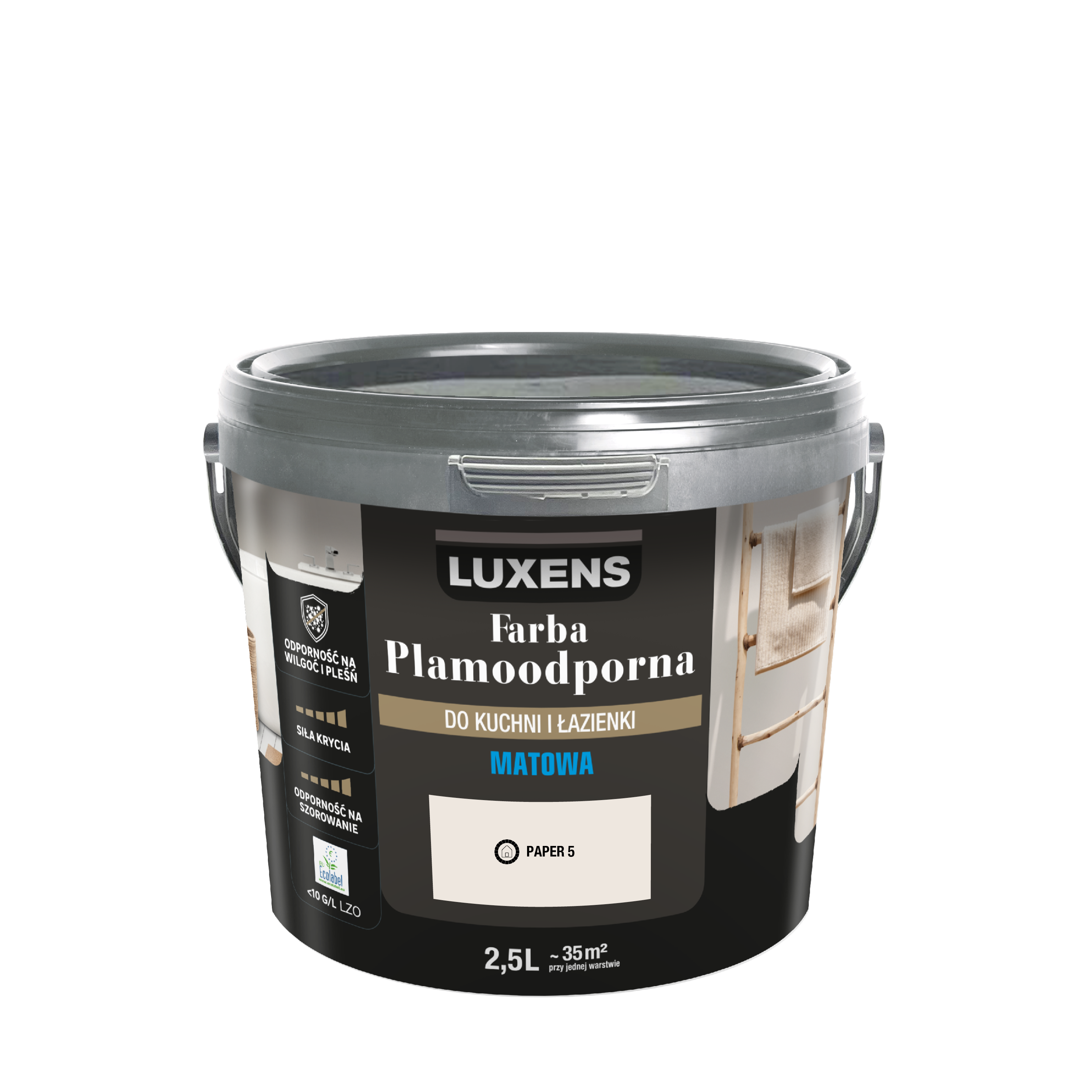 Farba Luxens Plamoodporna do kuchni i łazienki Paper 5 2.5 l - 16