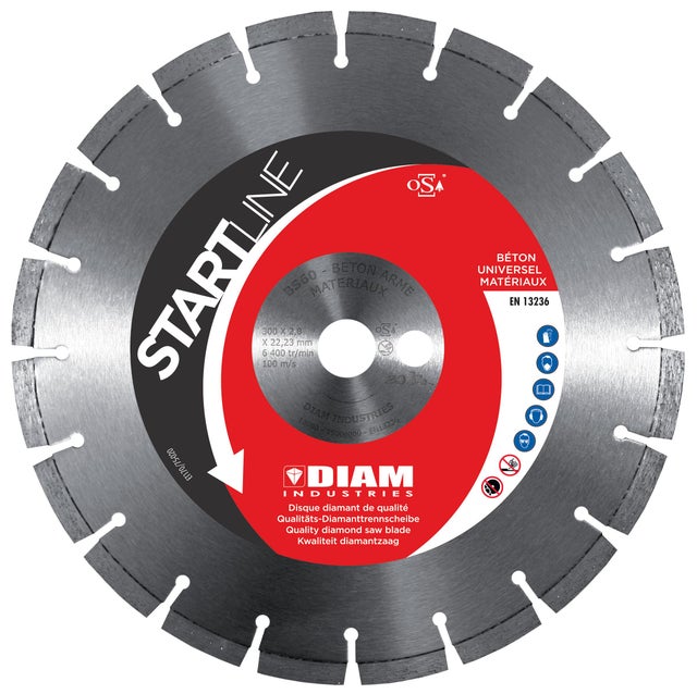 Disque diamant pour béton - béton armé Diam.125 mm - DIAM INDUSTRIES