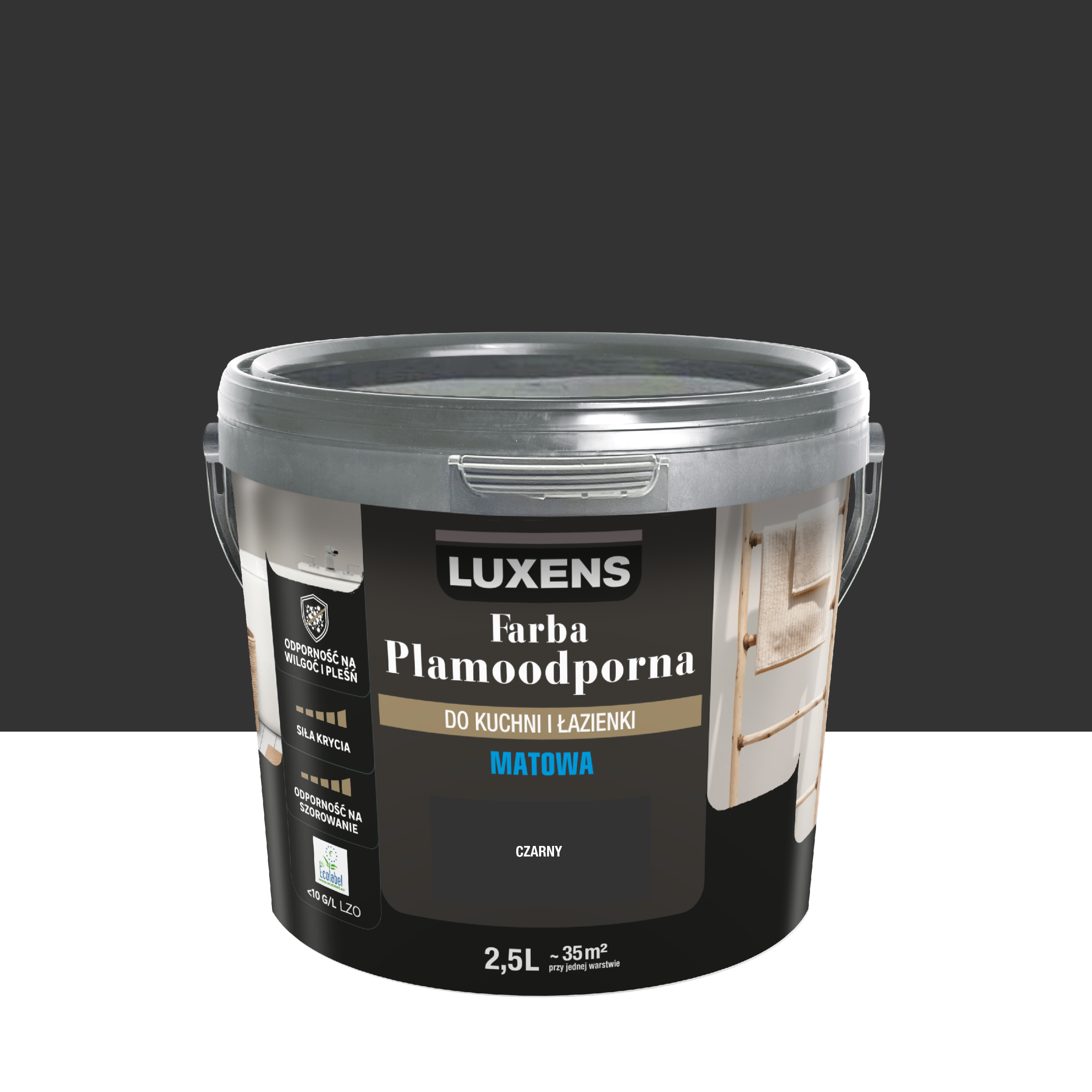 Farba Luxens Plamoodporna do kuchni i łazienki Black 2.5 l