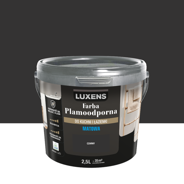 Farba Luxens Plamoodporna do kuchni i łazienki Black 2.5 l