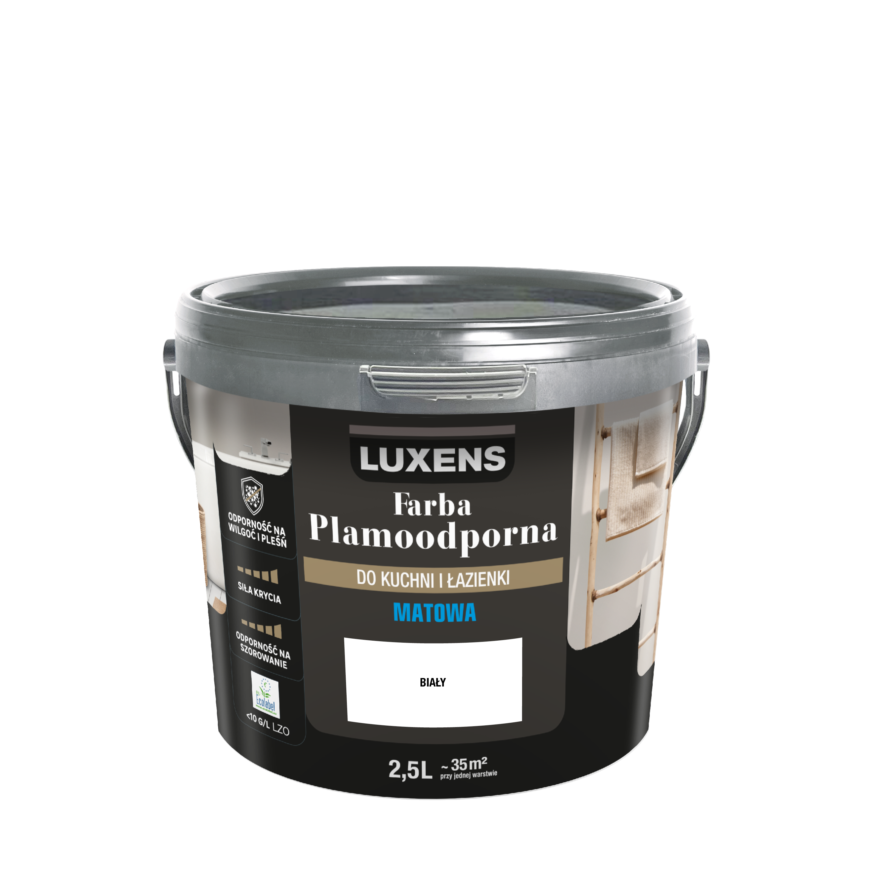 Farba Luxens Plamoodporna do kuchni i łazienki White 2.5 l - 8
