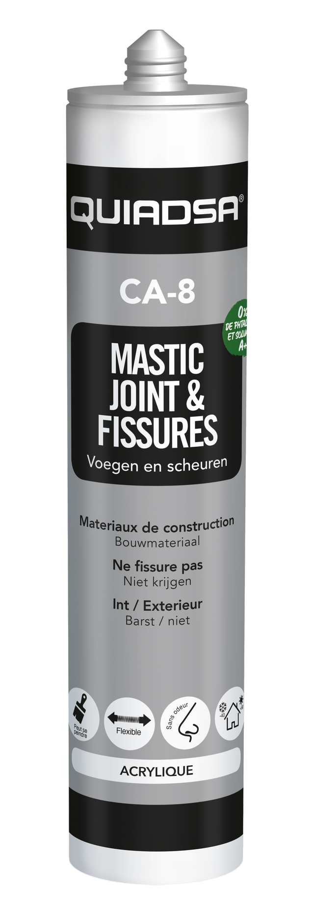 Mastic acrylique joint et fissures blanc 300 ml CA-8 - QUIADSA