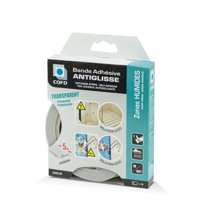 Bande adhésive antiglisse transparente 25mm x 5m