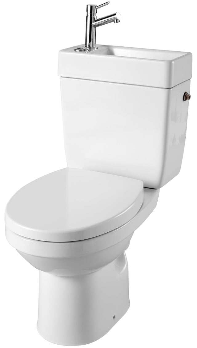 Pack wc à poser avec lave-mains intégré sans bride - GODART Opale Duo sortie horizontale