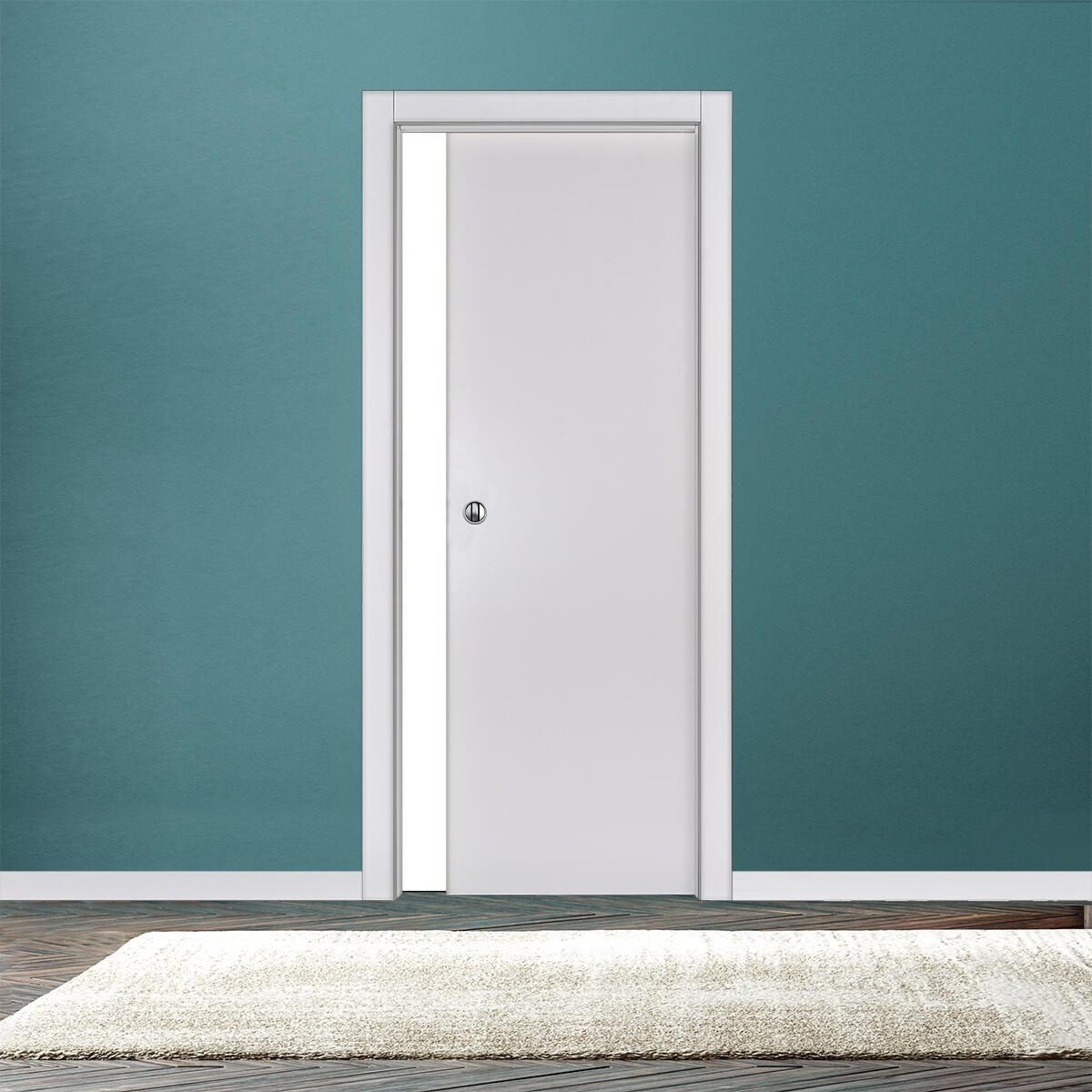 Porta interna scorrevole Bach in MDF colore bianco, L 70 x H 210 cm, apertura reversibile - 2