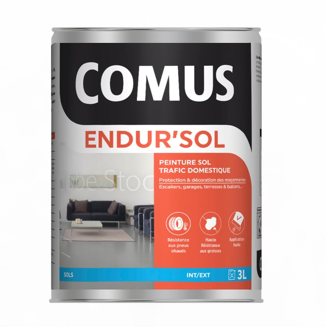 Peinture sol trafix domestique gris ciment 3 L Endur'sol - COMUS