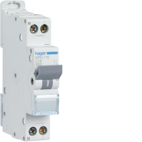 Disjoncteur 1p+n 3ka c16a 1m hager