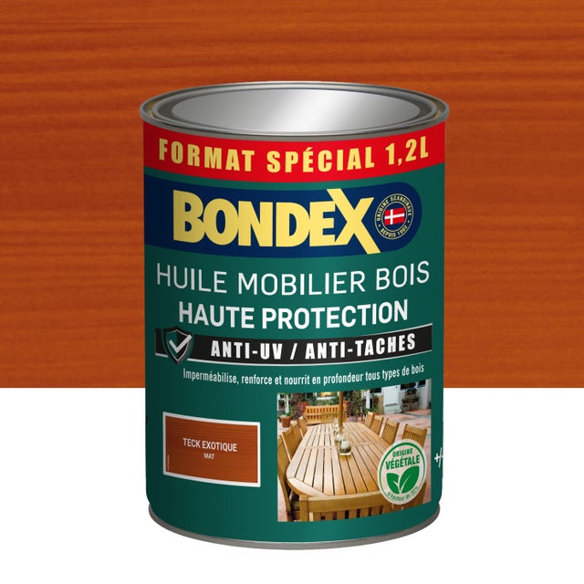 Huile mobilier de jardin bois haute protection teck exotique 1,2 L - BONDEX