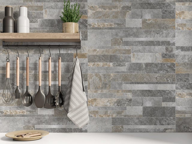 Plaquette de parement grès cérame émaillé 30x60cm Aliste gris
