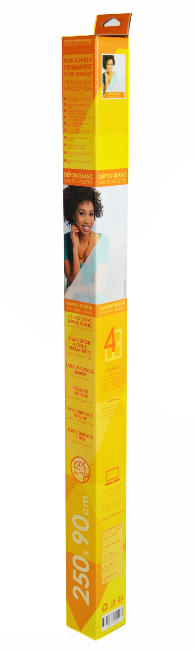 Film adhésif dépoli blanc L.250 x l.90 cm