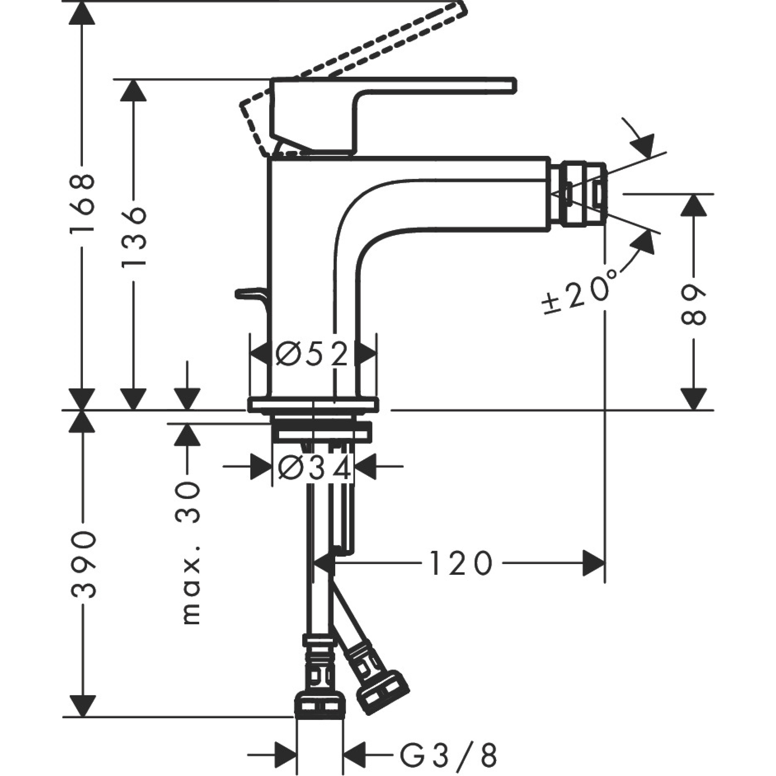 Grifo monomando de bidé HANSGROHE Stamis cromo brillo. Antical. Latón - 4