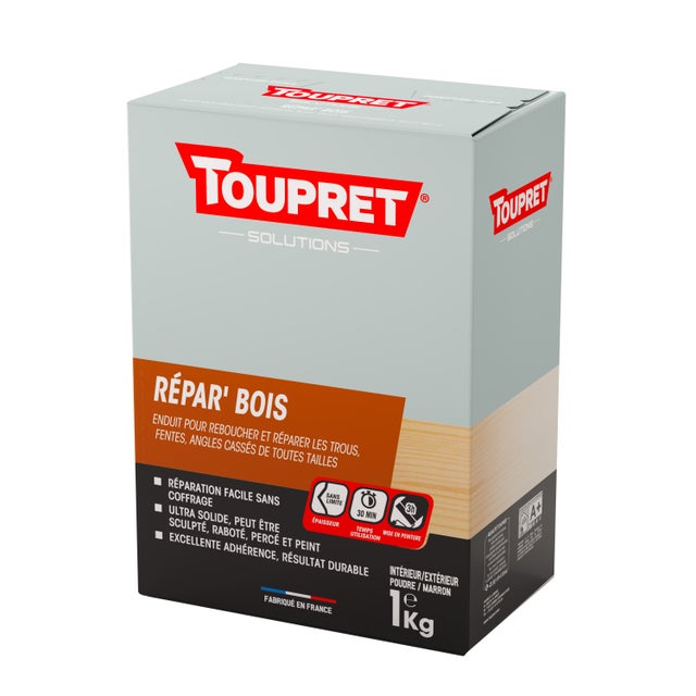 Enduit de réparation, Repar' bois, TOUPRET, marron 1 KG