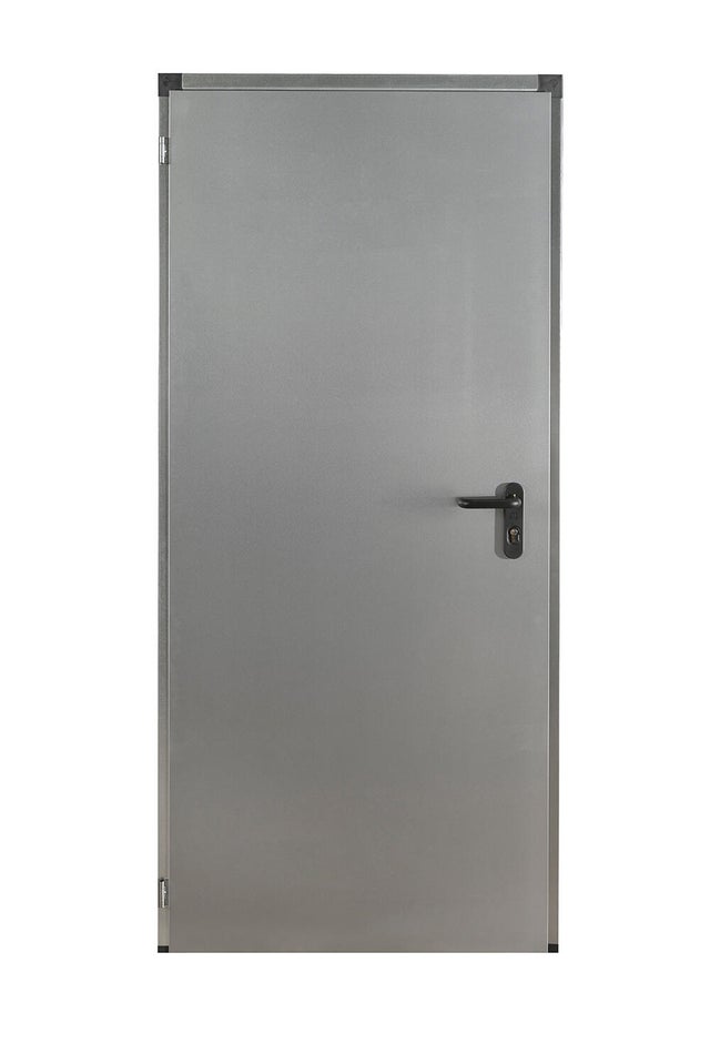 Porte de service acier pleine galva 204.5x79 cm réversible