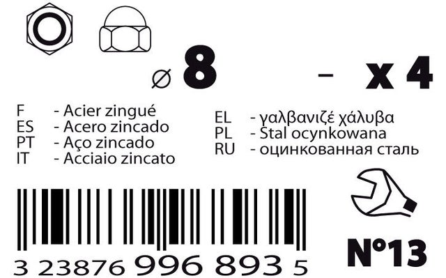 4 ecrous borgnes 8