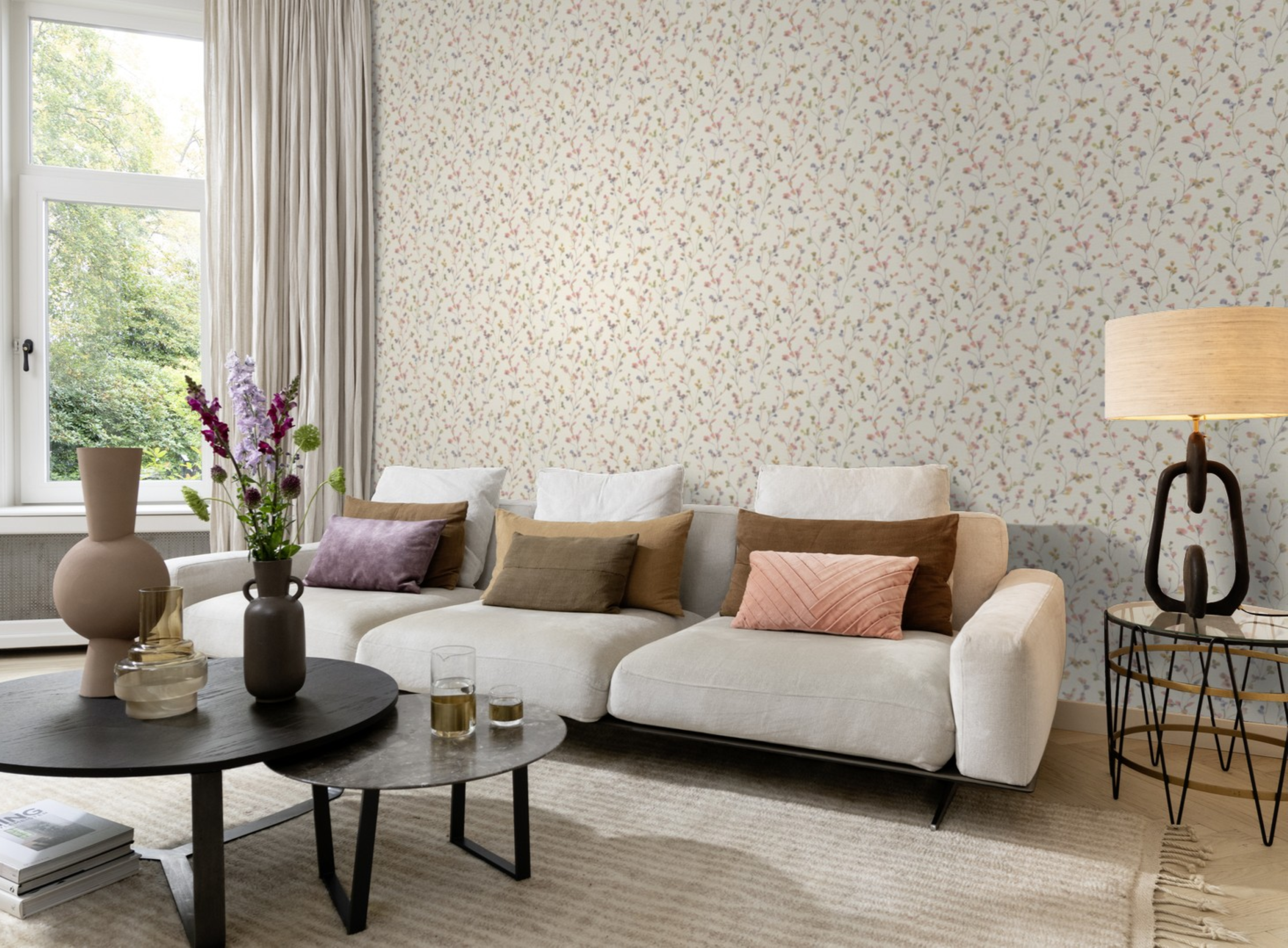 Papel pintado vinilo aplicación cola en pared Floral vegetal Harmony 3 486155 multicolor  RASCH 53cmx10.05m superlavable apto para cocinas o baños - 2