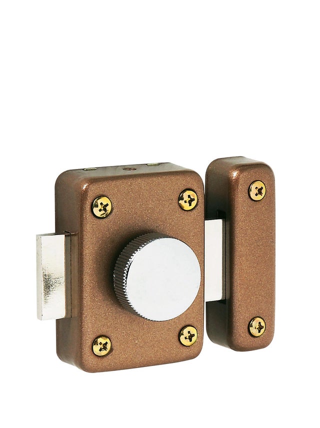 Verrou à bouton et cylindre verni bronze 35 mm 3 clés - THIRARD