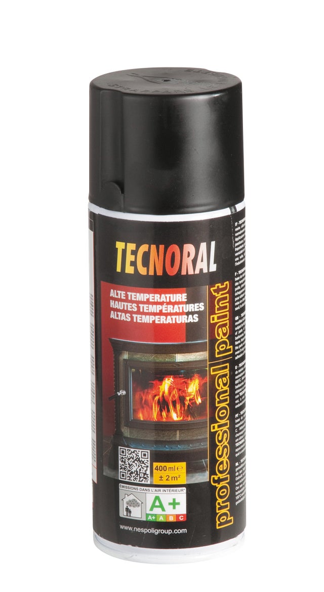 Peinture aérosol noir haute température 400 ml - TECNORAL