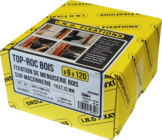 Vis Top roc pour bois 6 x 120 mm x 50 - ING FIXATIONS