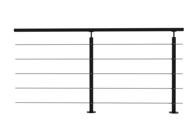 Garde corps intérieur et extérieur aluminium Long.2m noir fixation au sol, en kit BALOXY