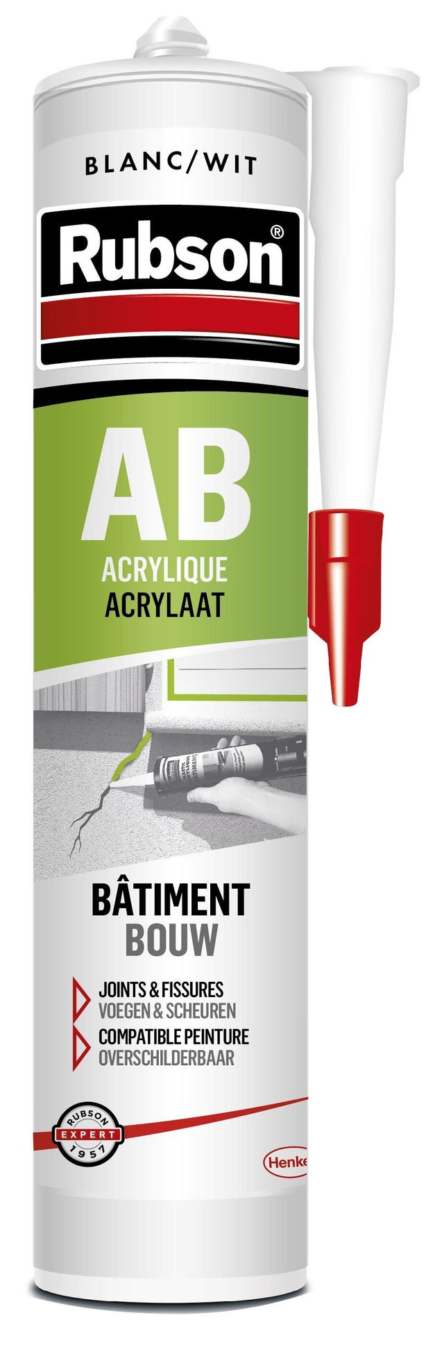 Mastic acrylique bâtiment blanc 300 ml - RUBSON