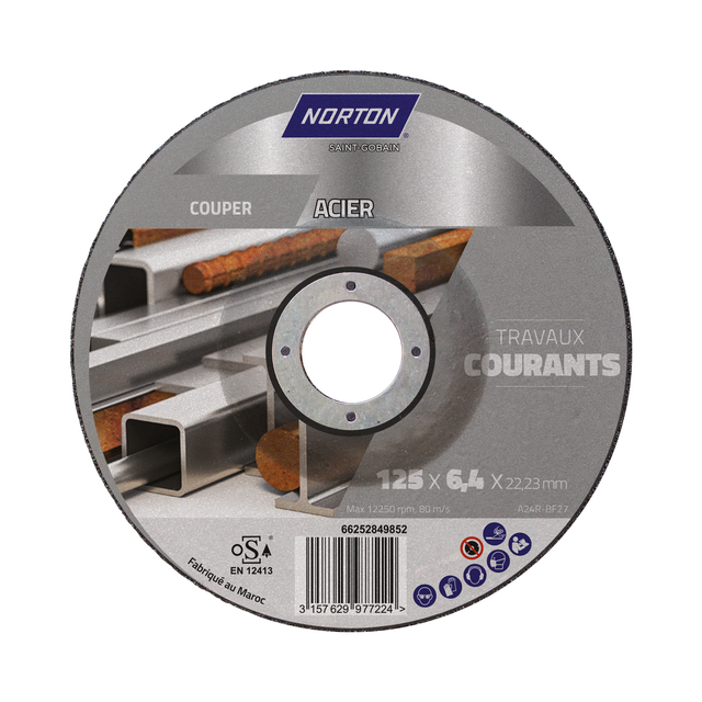 Disque à ébarber pour métal Diam.125 mm - NORTON COURANT