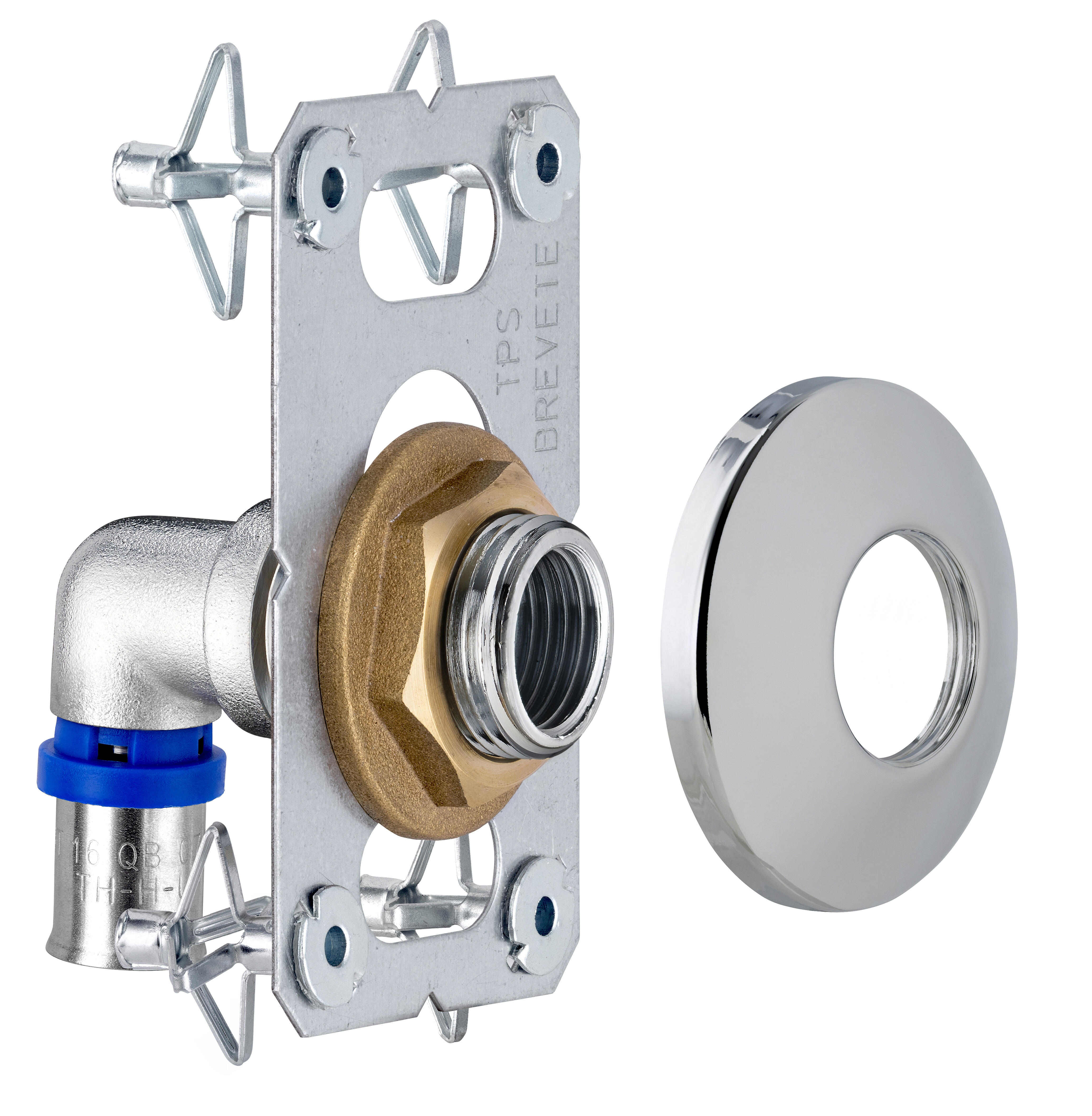 Kit fixation robinetterie douche/bain à sertir laiton D.16 pour tube multicouche - 2