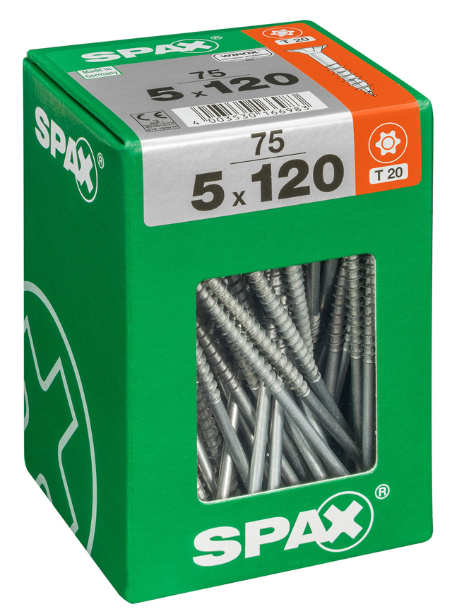 Vis bois Diam. 5 x 120 mm Boîte de 75 - SPAX