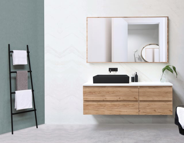 Plan de travail de salle de bain blanc brillant l.45 x L.140 x Ep.3 cm Atlantis