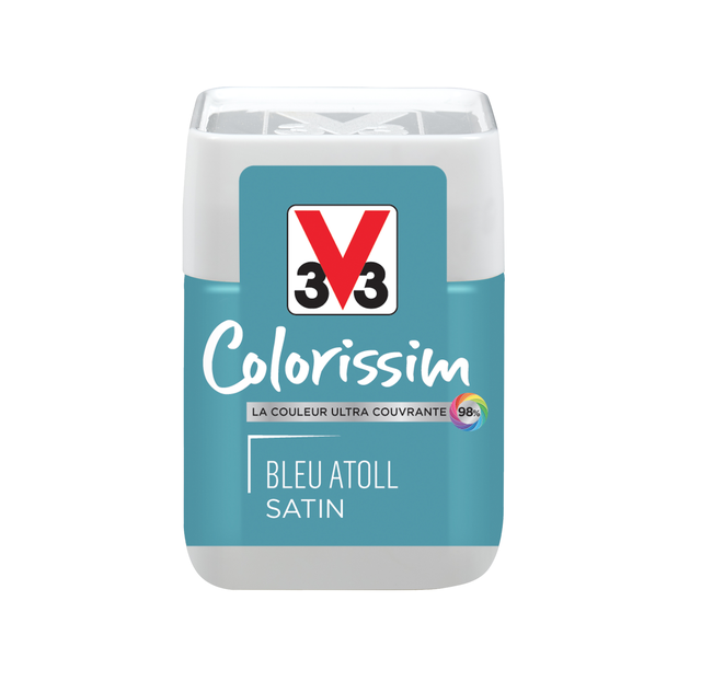 Peinture intérieure multi-supports testeur acrylique satin bleu atol 75 ml - V33 COLORISSIM
