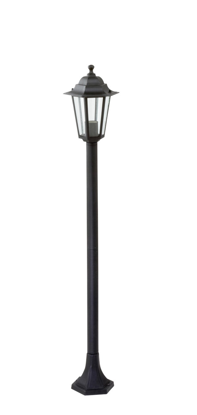 Potelet 6 faces plastique noir 60W E27 H.120 cm Loan