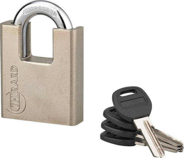 Cadenas à clé corps acier nickelé 60 mm 4 clés - THIRARD Quadra