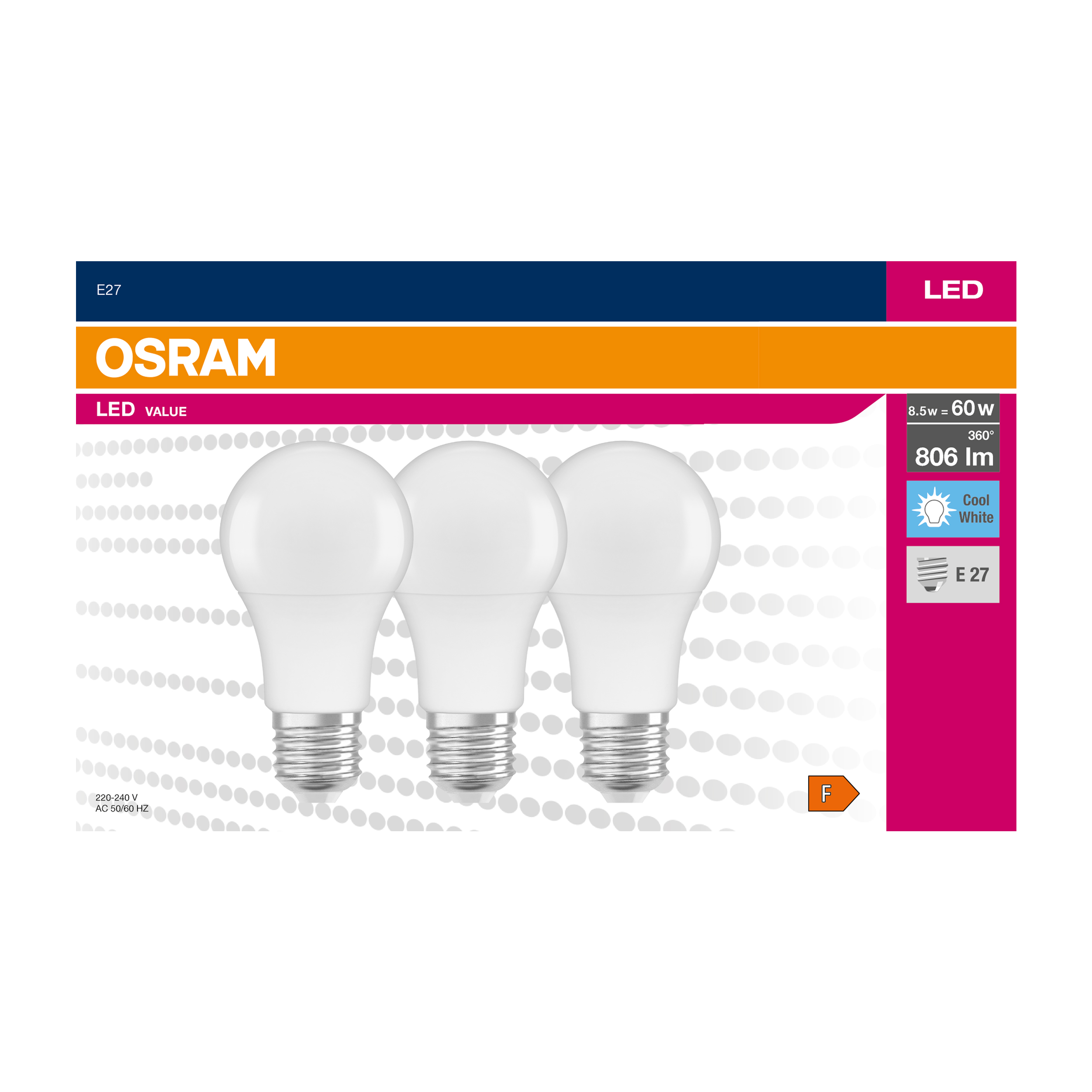 Żarówka LED 3 szt. E27 8 W 806 lm Neutralna biel Osram - 3