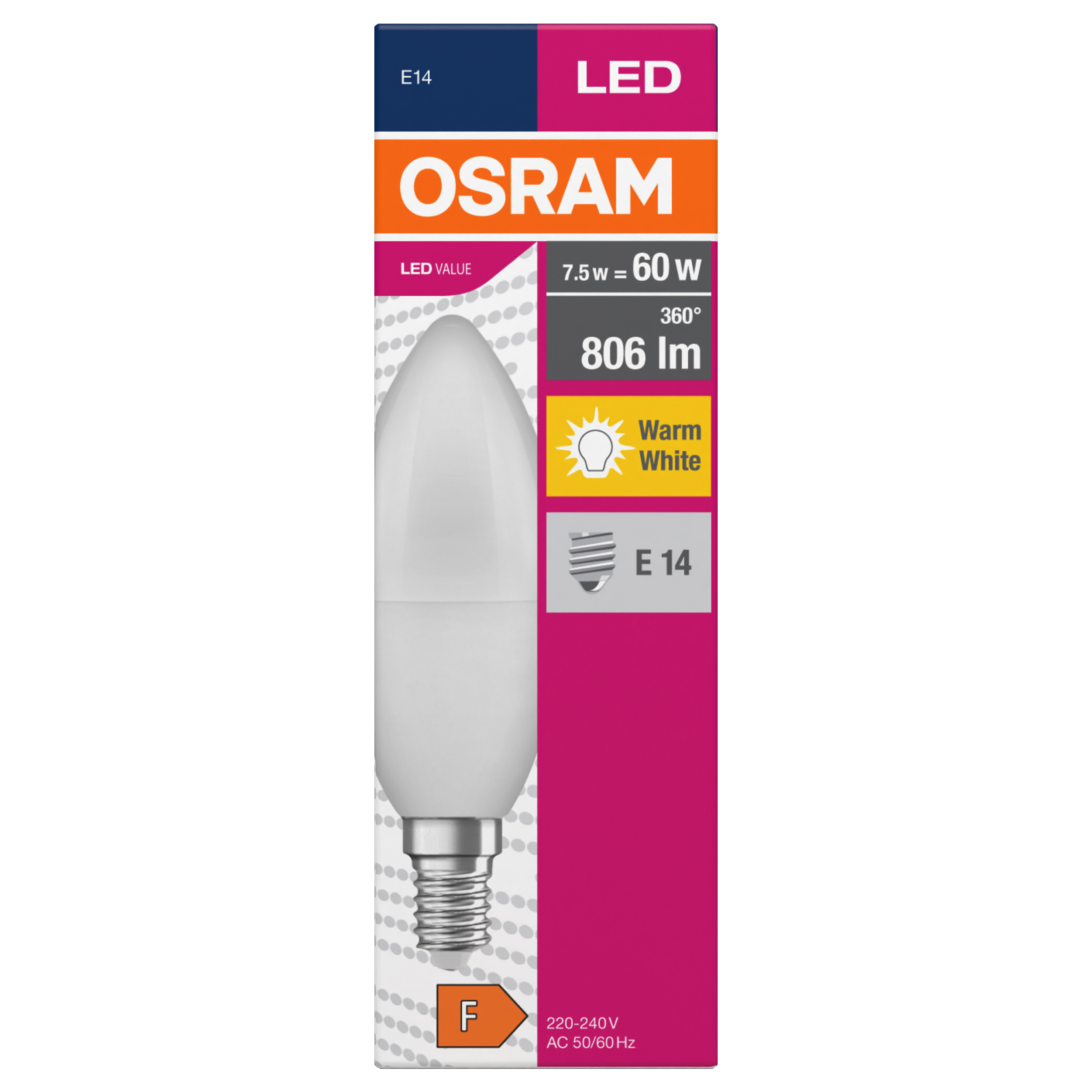 Żarówka LED E14 7,5 W 806 lm Ciepła biel Osram - 3
