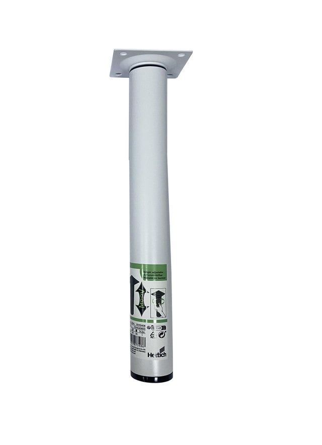 Pied de meuble rond en acier télescopique H.21 à 35 cm Diam.3 cm blanc - HETTICH