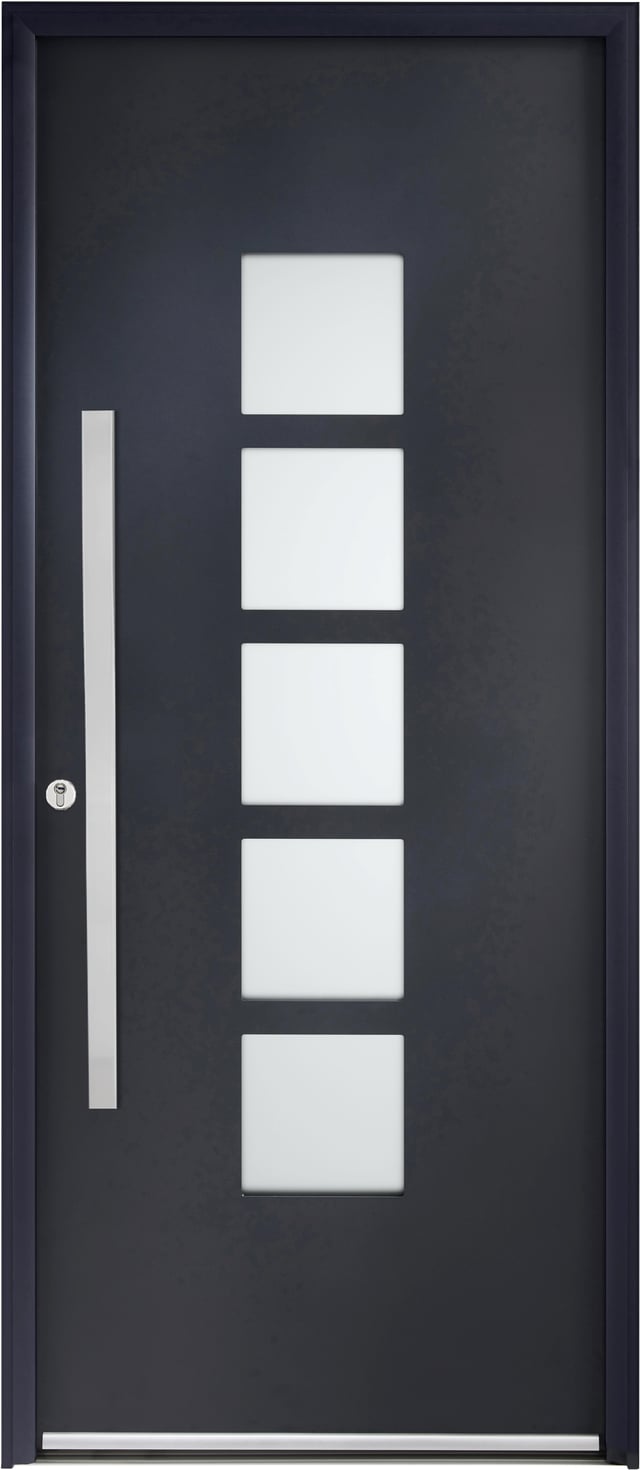 Porte d'entrée aluminium grise poussant gauche H.215 x l.90 cm Fuji