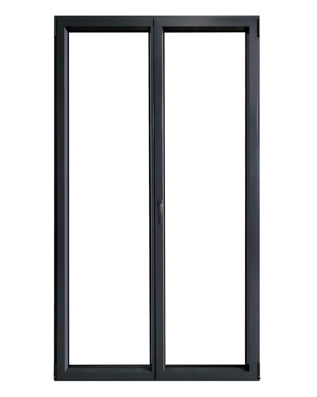 Porte-fenêtre aluminium H.120 x l.215 cm ouvrant à la française 1 vantail gris